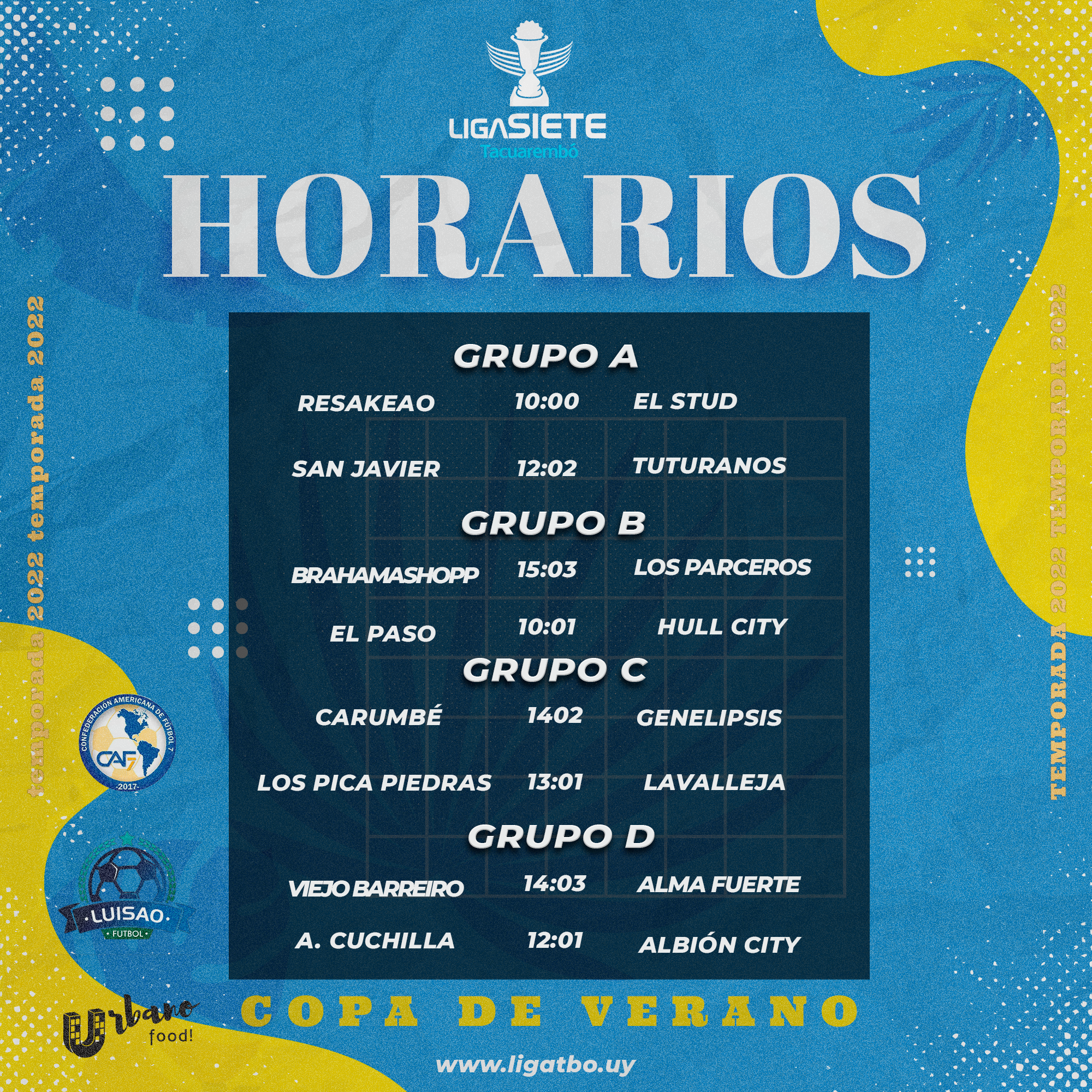 Horarios Fecha 02 de Grupo A al D