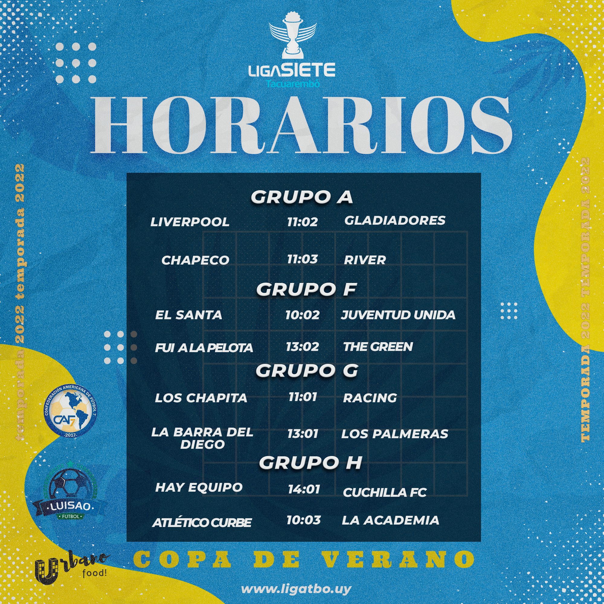 Horarios Fecha 02 de Grupo E al H